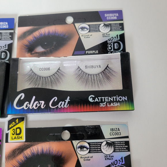 4pk Bundle 3D False Eyelashes Blue, Purple Black Eyelashes - Picture 4 of 4